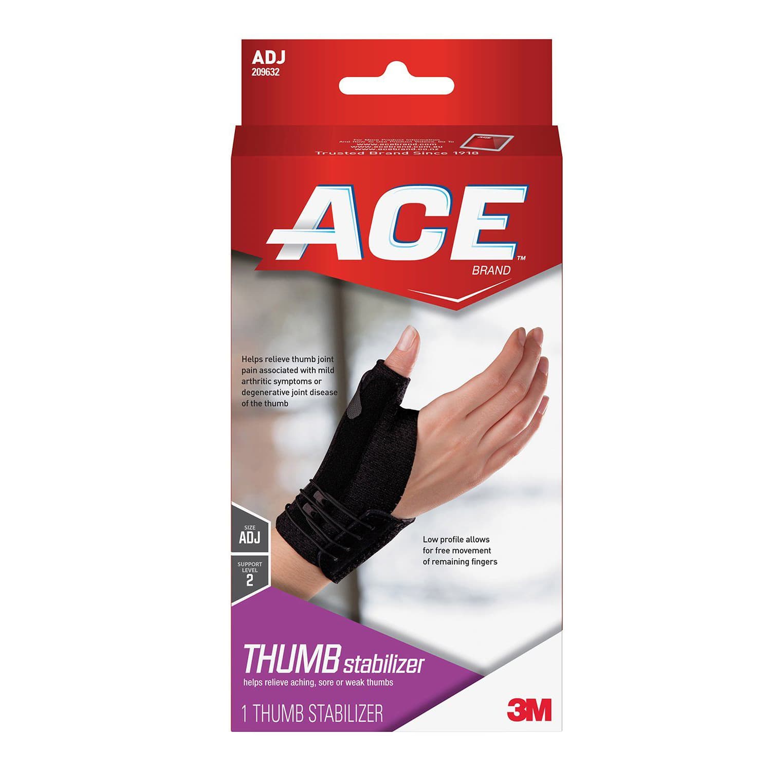 Ace Deluxe Adjustable Thumb Stabilizer, Black - Image 1