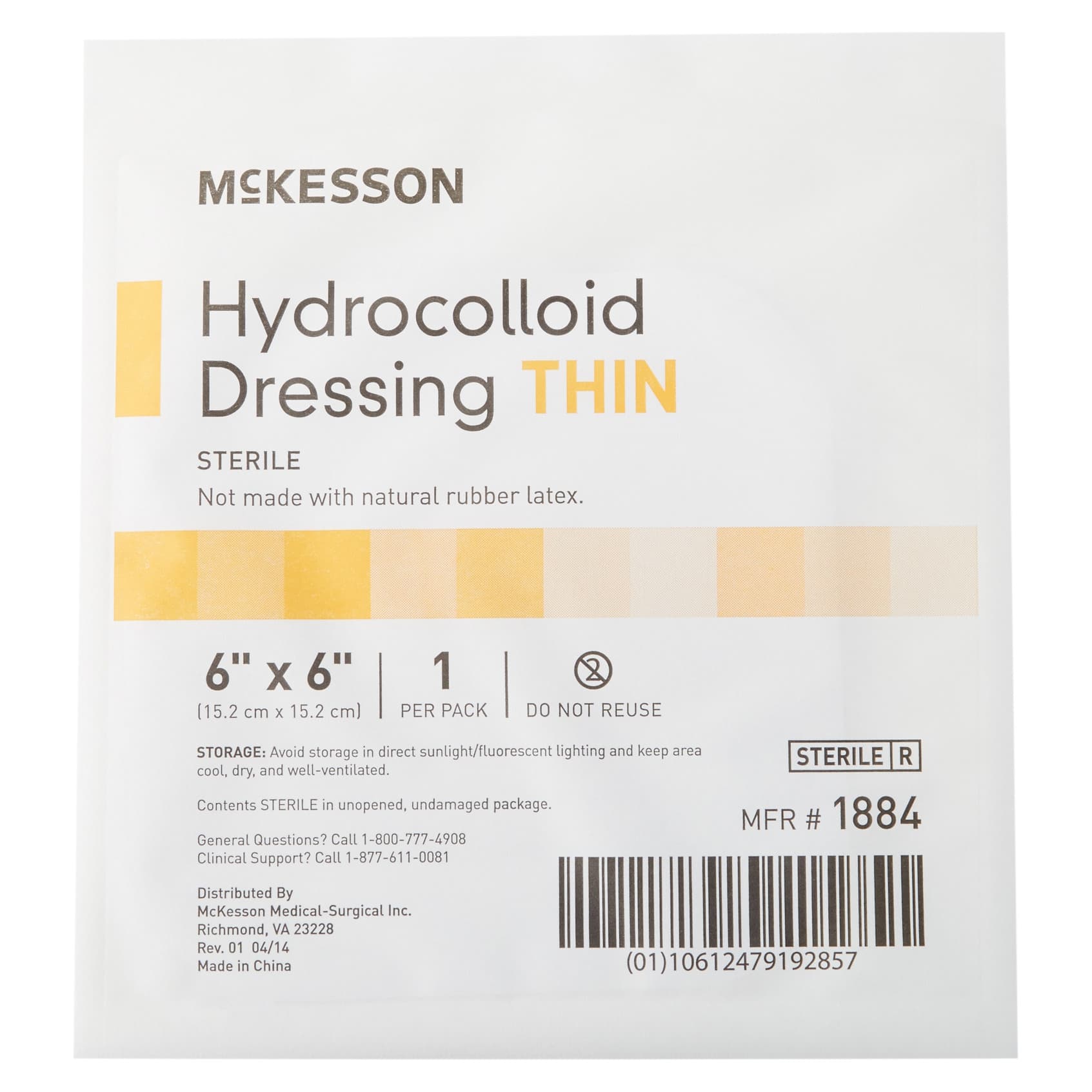 McKesson Hydrocolloid Sterile Thin Dressing, 6 x 6 Inch - Image 1