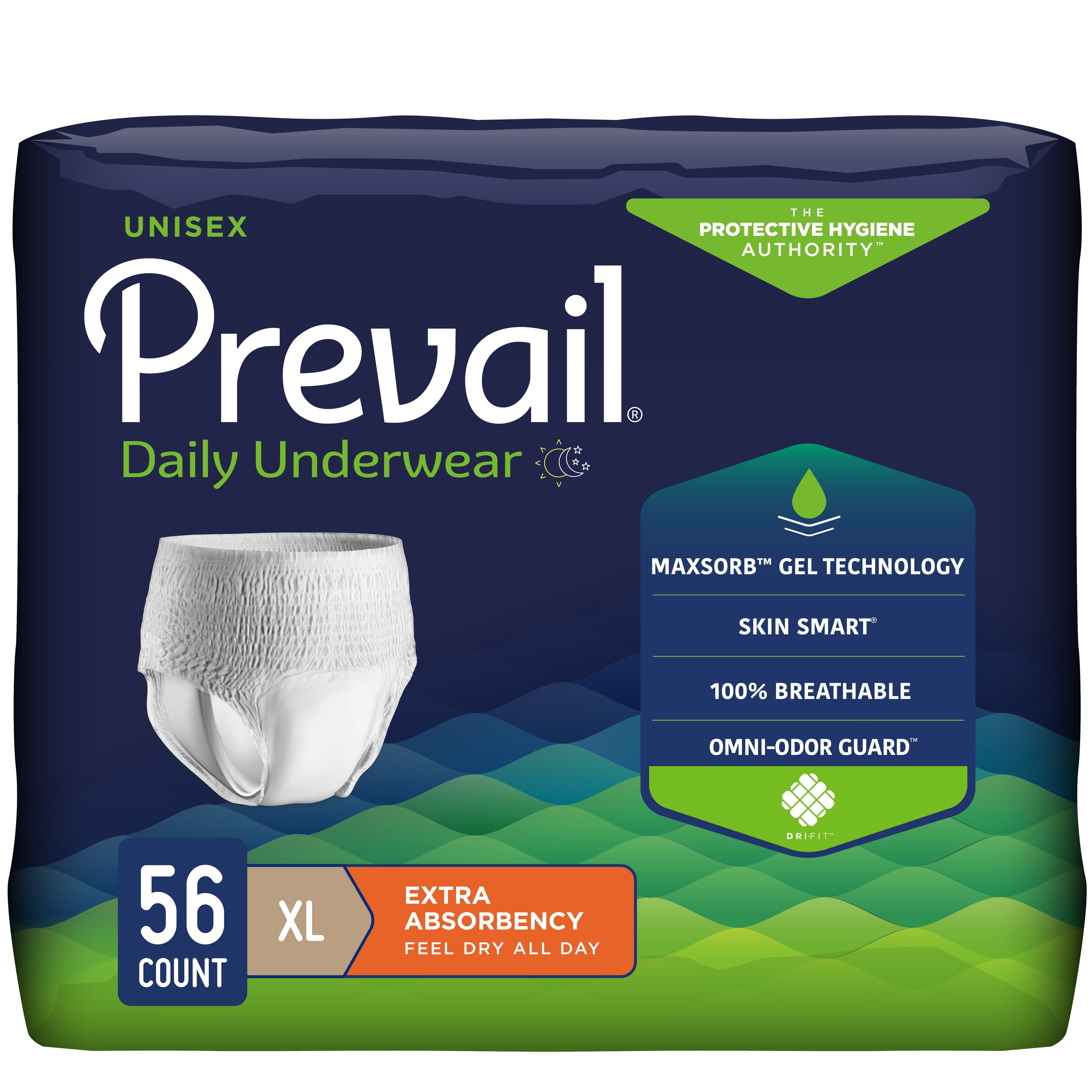 Prevail Extra Daily Unisex Incontinence Underwear, Extra Large - Case of 56 - Image 1