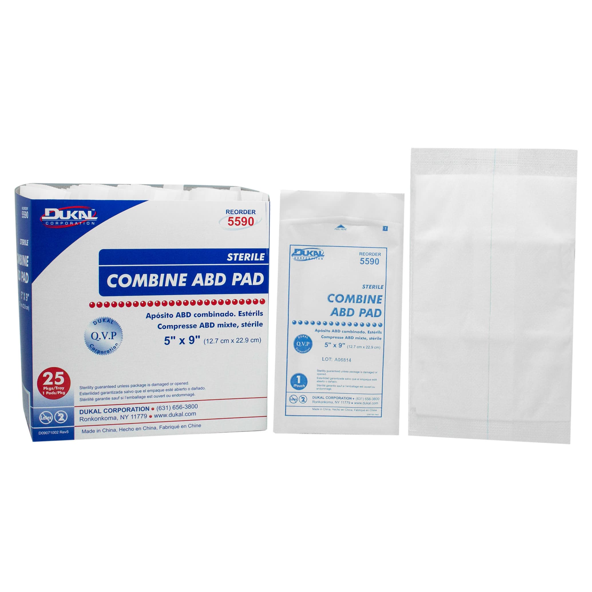 Dukal Abdominal Pad White 1-Ply Rectangle Sterile