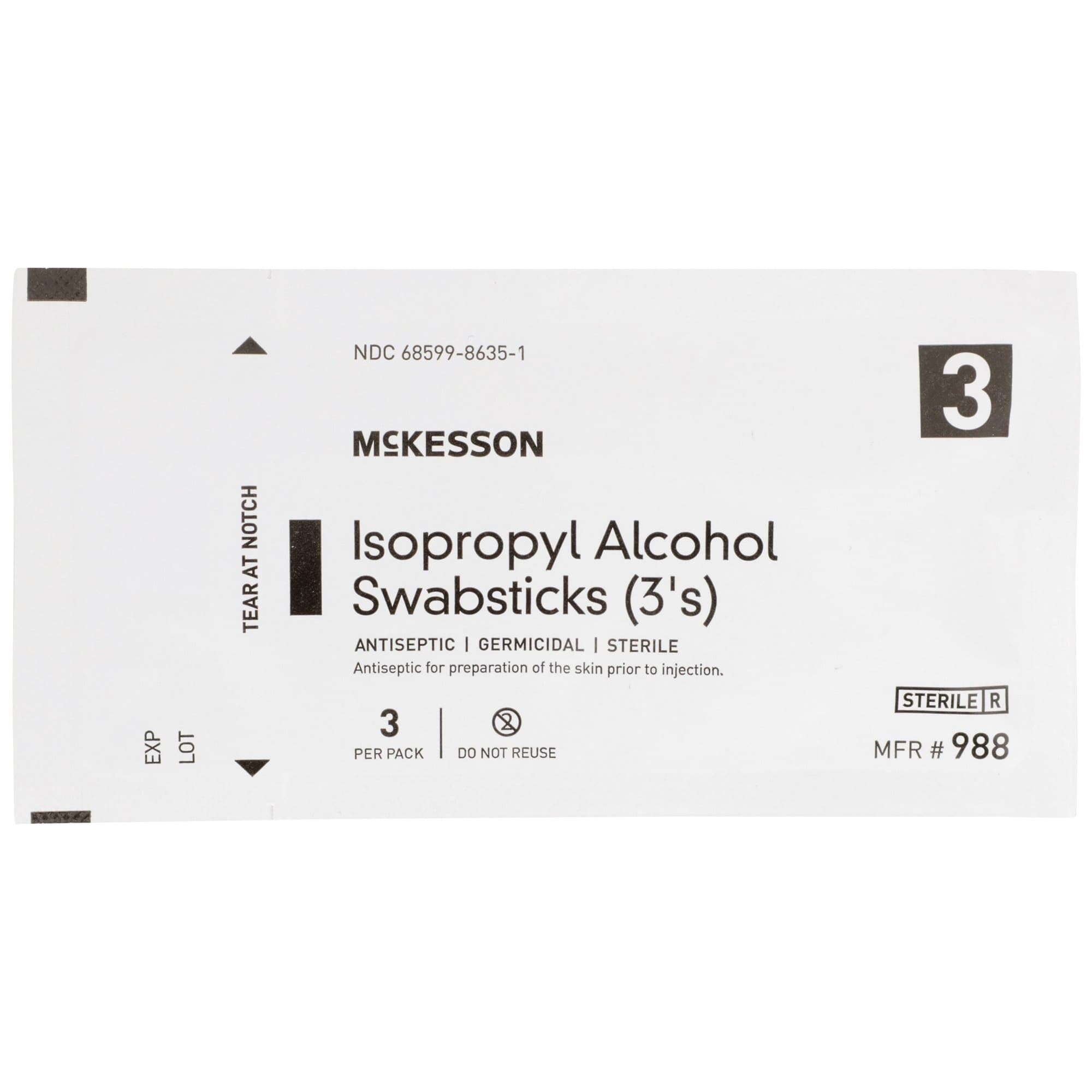 McKesson Isopropyl Alcohol Impregnated Swabstick, 3 Pack - Image 2