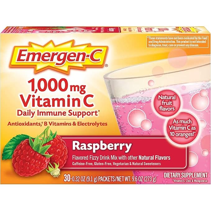 Emergen-C Vitamin C Immune Support Powder, Raspberry, 1000 mg, 30 Count - Each - Image 1