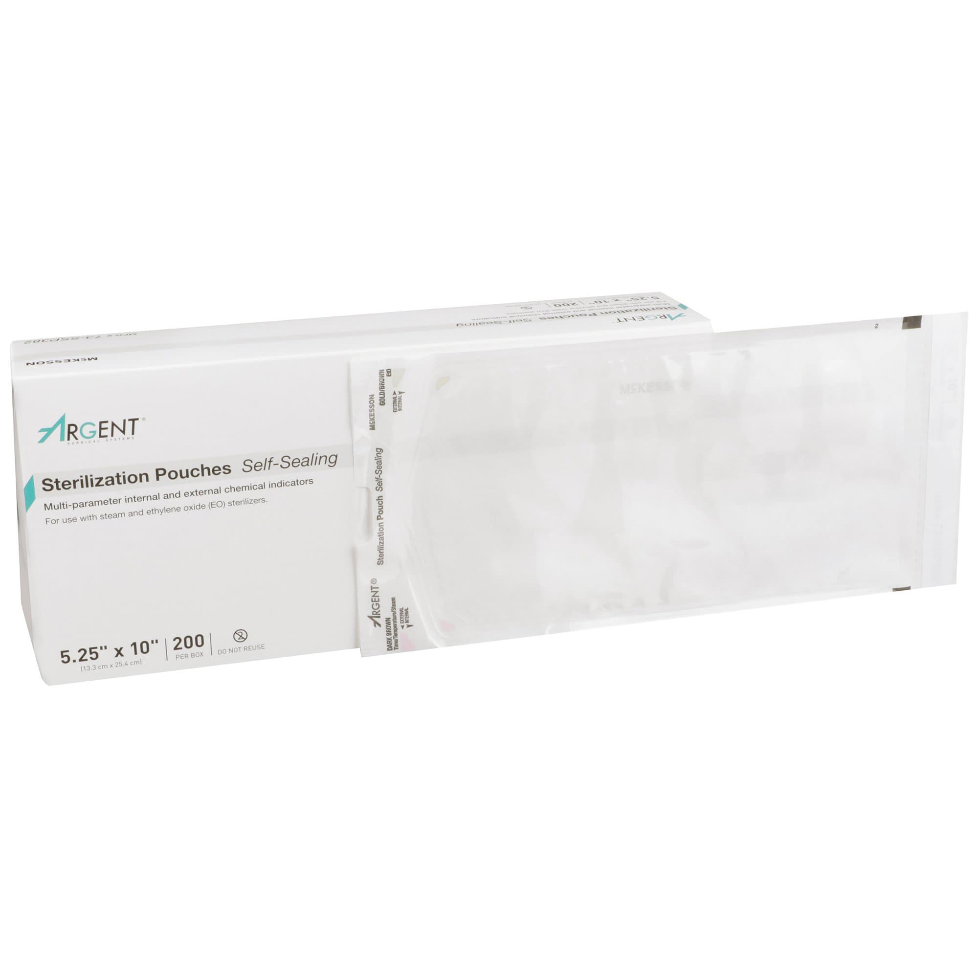 McKesson Argent Sure-Check Sterilization Pouch Transparent-Blue, 5-1/4 x 10 Inch - Box of 200 - Image 1