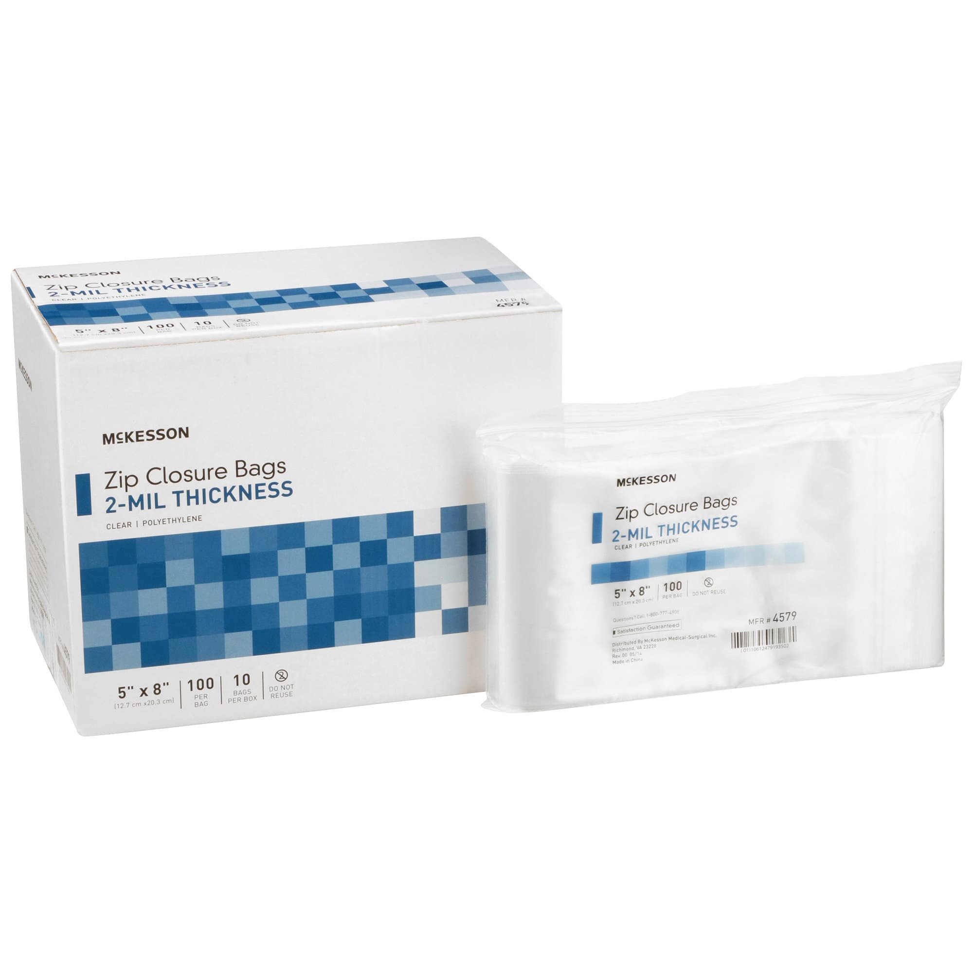 McKesson Reclosable Bag Clear, 5 x 8 Inch, 2 mil - Box of 10 - Image 1