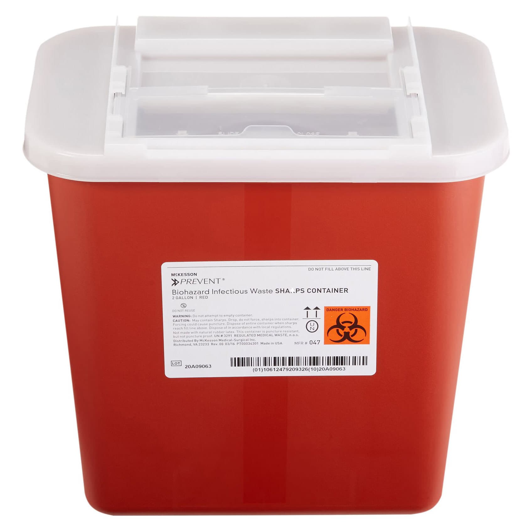 McKesson Prevent Sharps Container, 10-1/4 H x 7 W x 10-1/2 D Inch - Box of 20 - Image 1