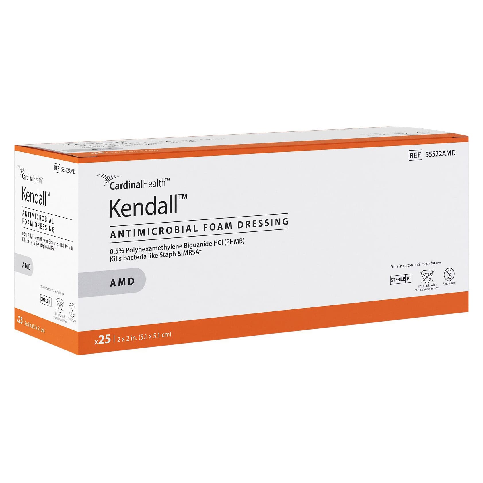 Kendall AMD Antimicrobial Foam Dressings, 2 x 2 Inch - Case of 100 - Image 1