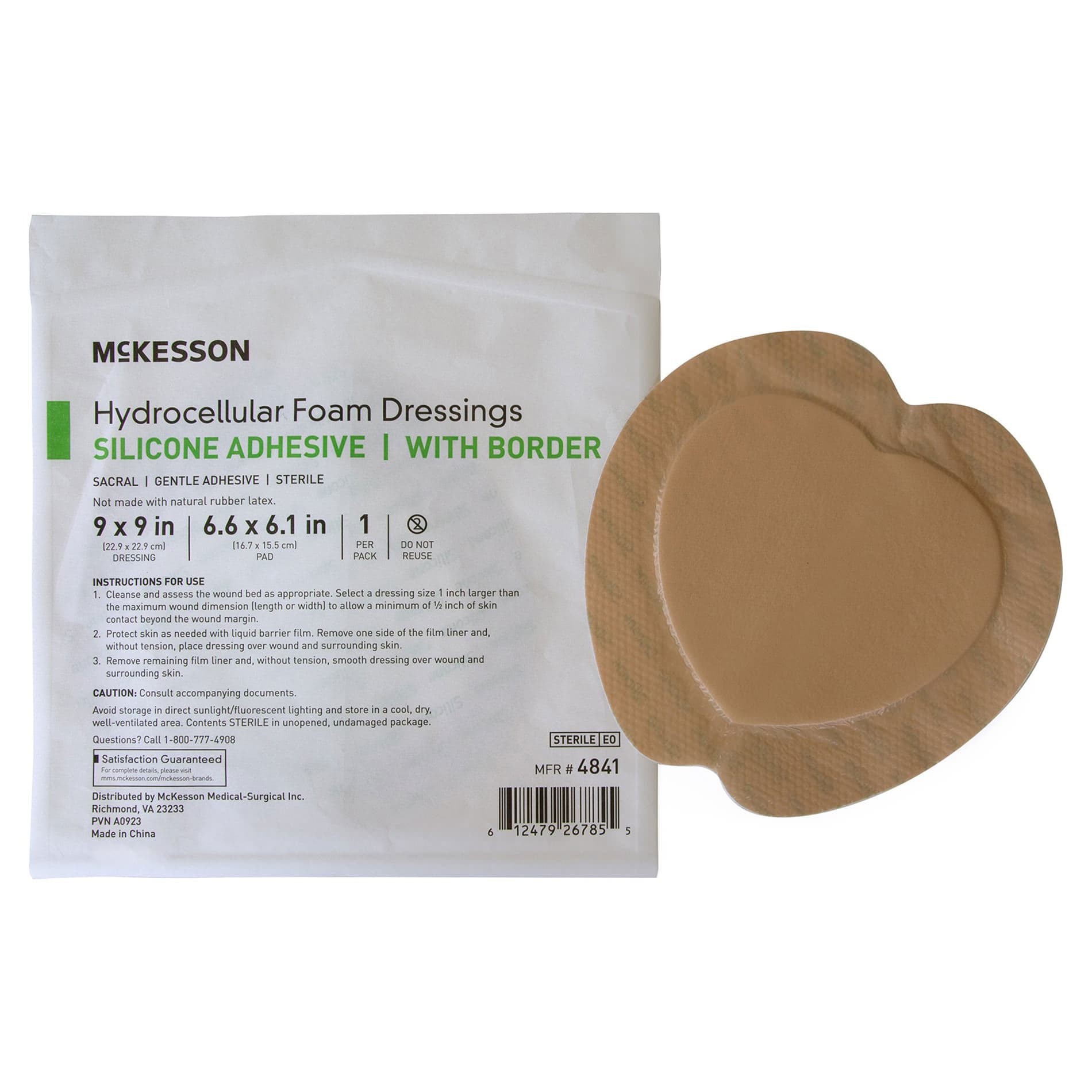 McKesson Sacral 5-Layer Hydrocellular Silicone Adhesive Foam Dressings with Border, 9" x 9" - Case of 50 - Image 1