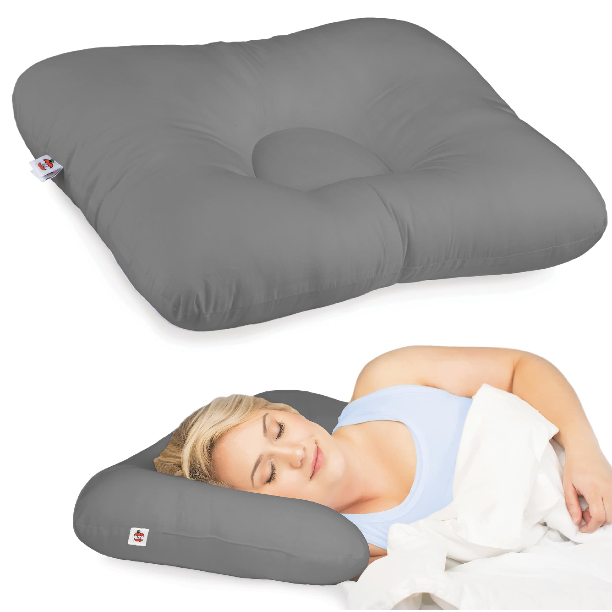 D-Core Orthopedic Pillow, Mid-Size, 15" H x 22" W, Gray - Image 1
