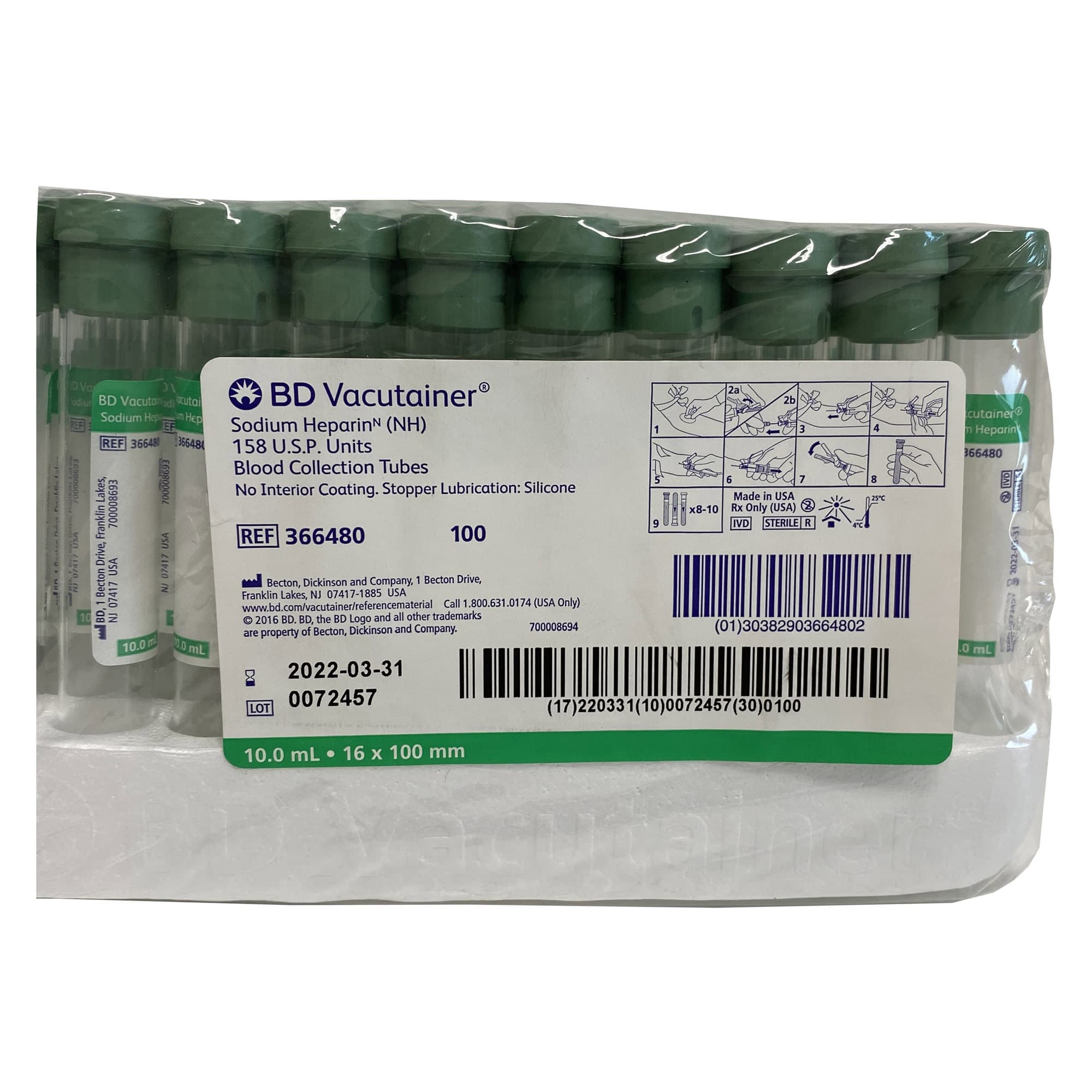 BD Vacutainer Sodium Heparin Tubes with Conventional Closure - Image 2