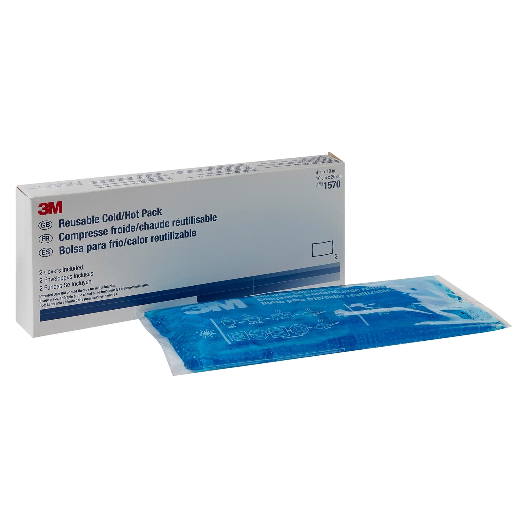 3M Nexcare Reusable Cold Hot Pack with Blue Cover, 4 x 10 Inch - Box of 2