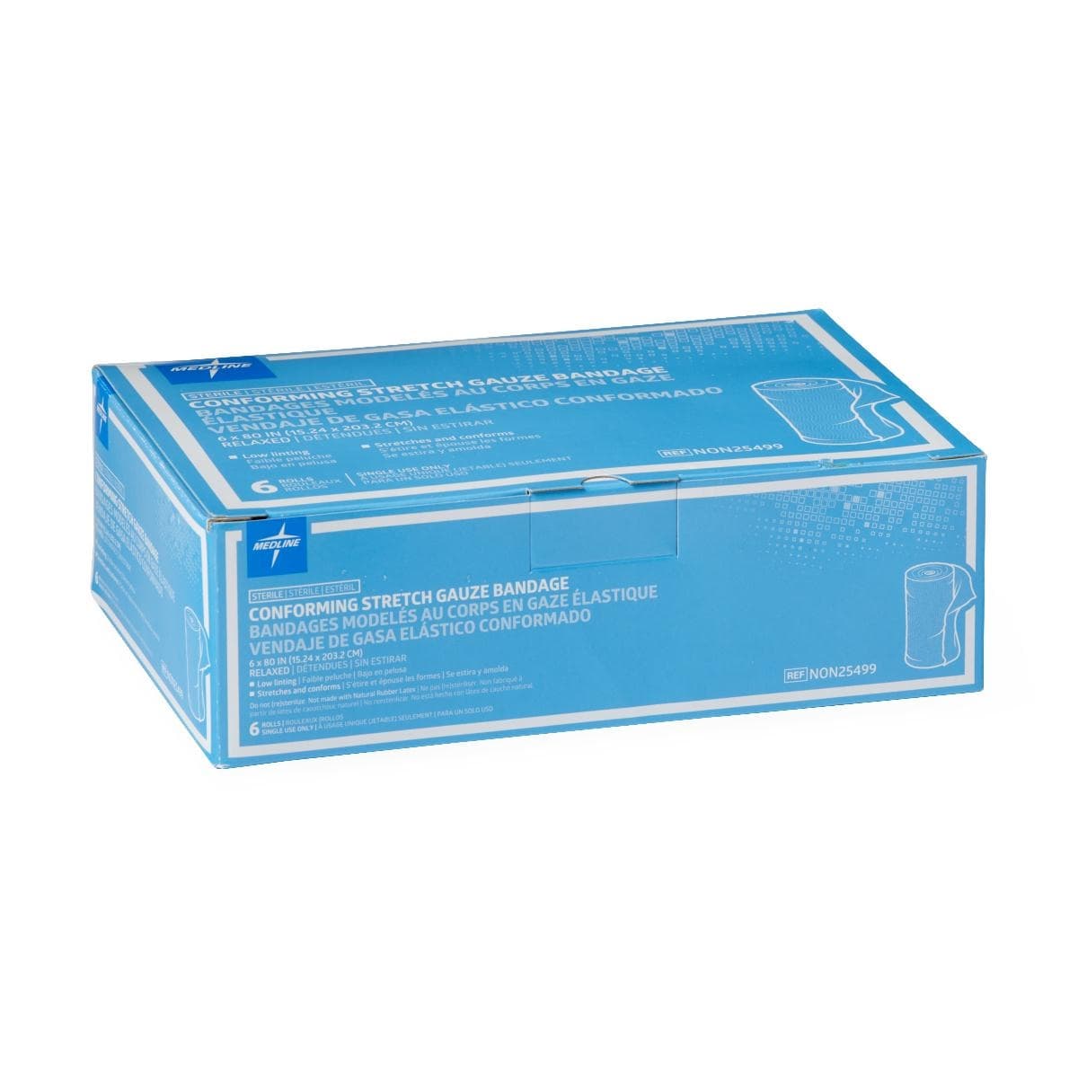 Medline Sterile Conforming Stretch Gauze Bandage, 6 x 80 Inch - Box of 6 - Image 1