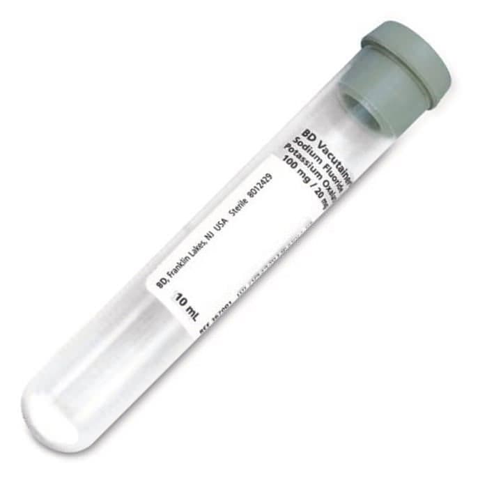Becton Vacutainer Glass Fluoride Collection Tube, 16mm x 100mm, 10mL - Box of 100 - Image 1