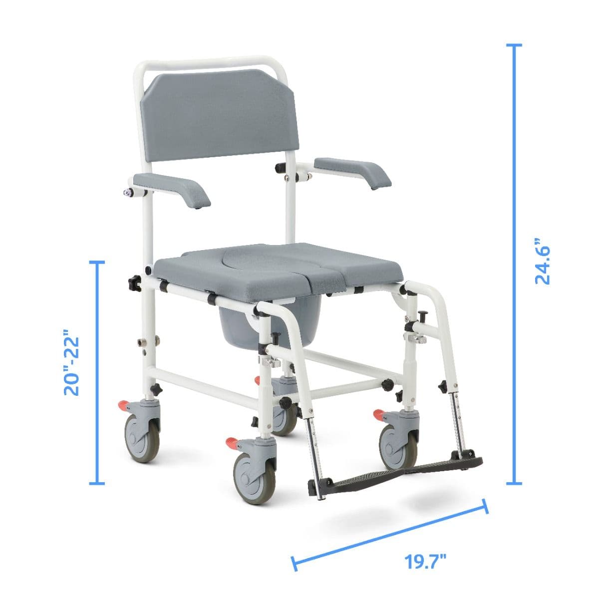 Medline Aluminium Shower Commode Transport Chair - Image 2