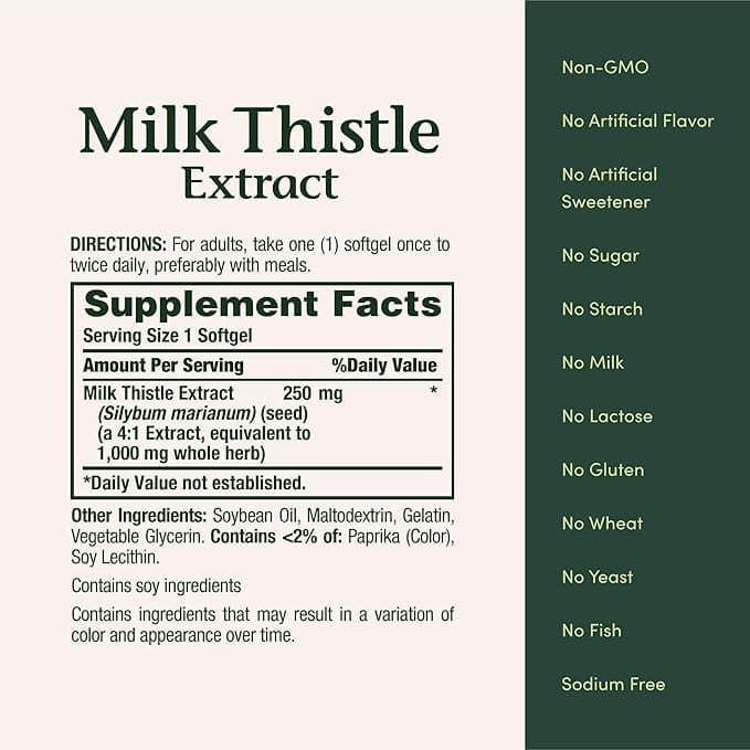 Nature's Bounty Silymarin Milk Thistle Softgels, 1000 mg - Bottle of 50 - Image 2