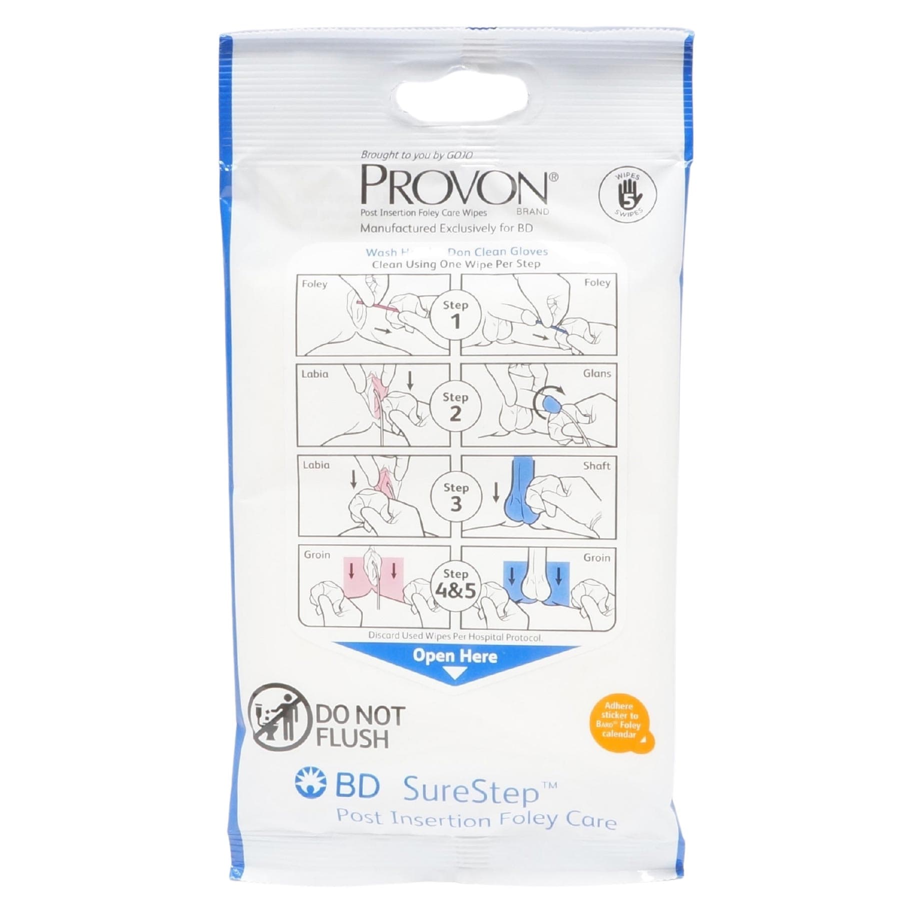 SureStep Post Insertion Foley Care Wipe - Each - Image 1