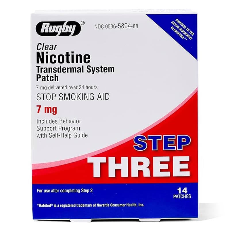 Major Rugby Nicotine Transdermal System Patch, Step 3, 7 mg Strength - Box of 14 - Image 1
