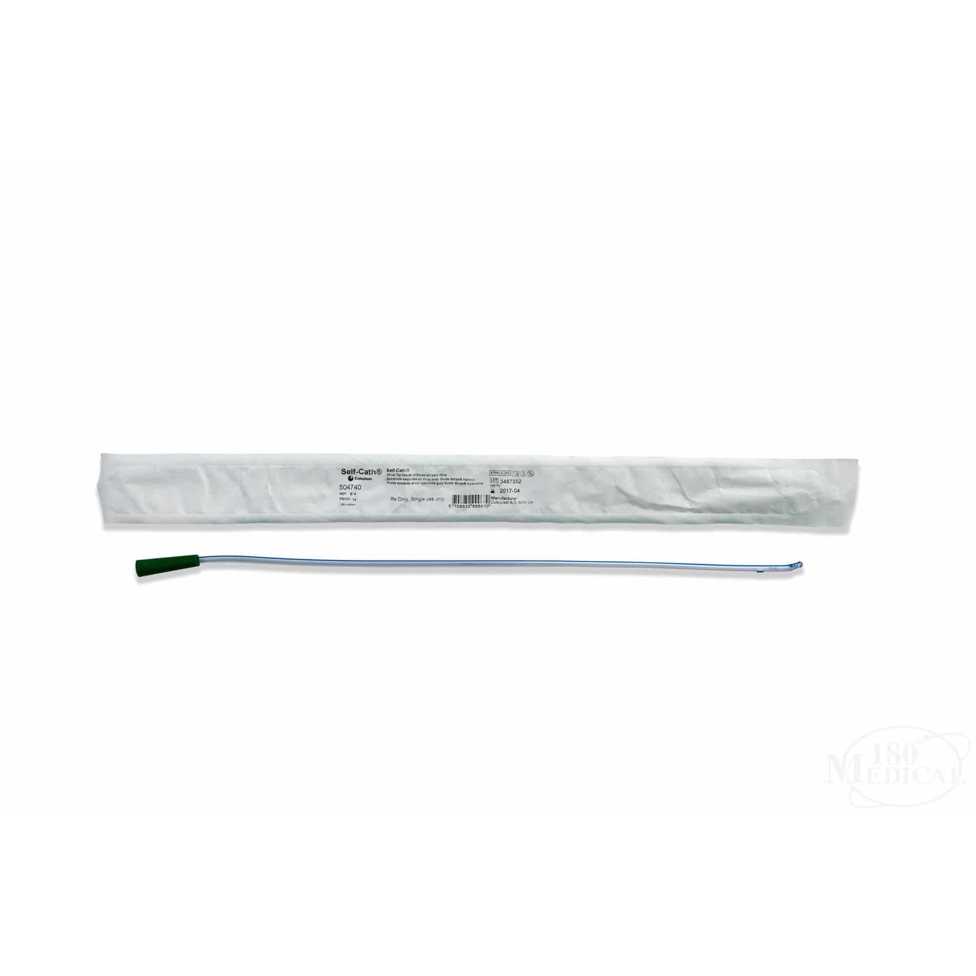 Self-Cath Plus Olive Tip Coude Hydrophilic Catheter, 8 Fr, 16" - Box of 30 - Image 1