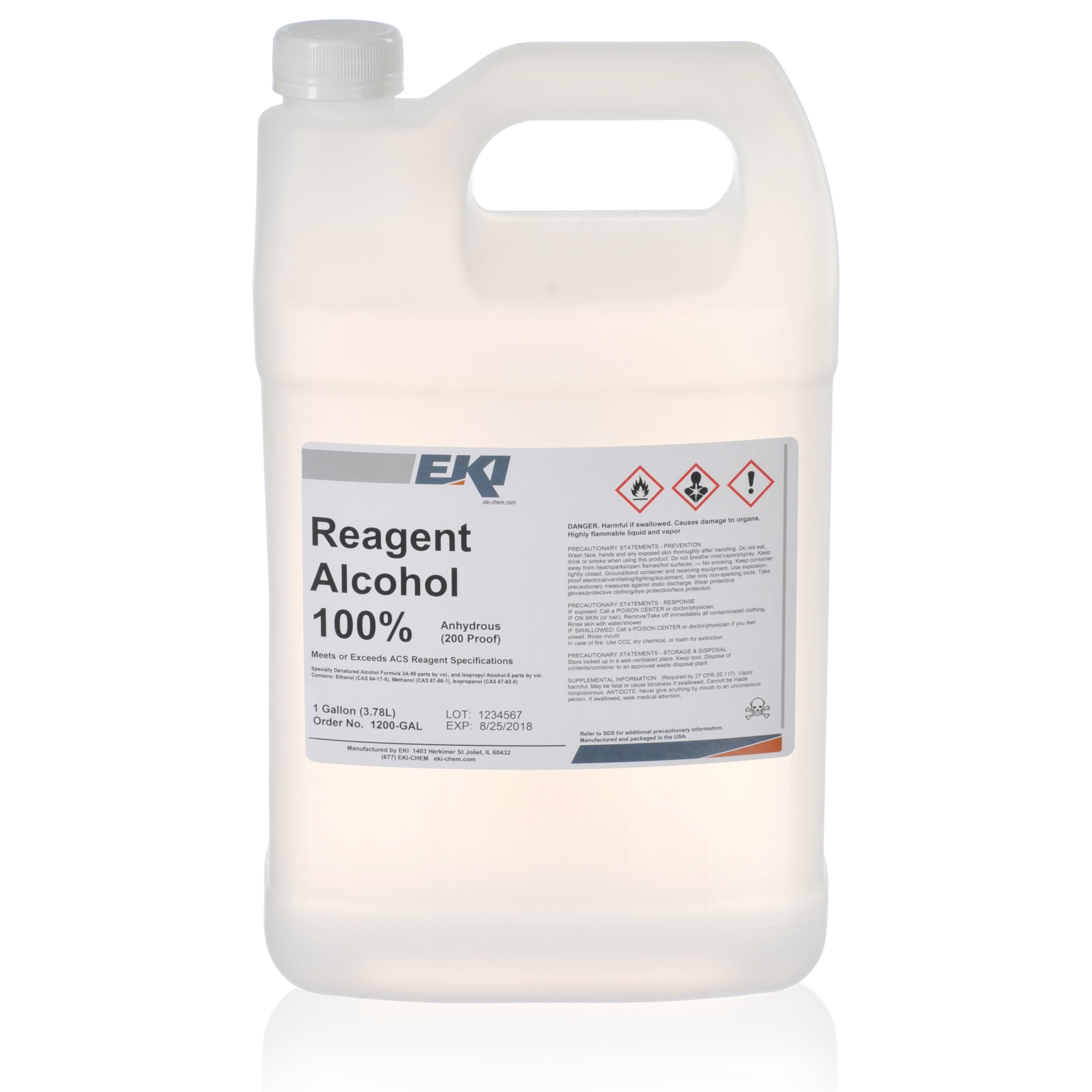 EK Industries Alcohol Anhydrous Reagent, 100 %, Gallon - Case of 4 - Image 1