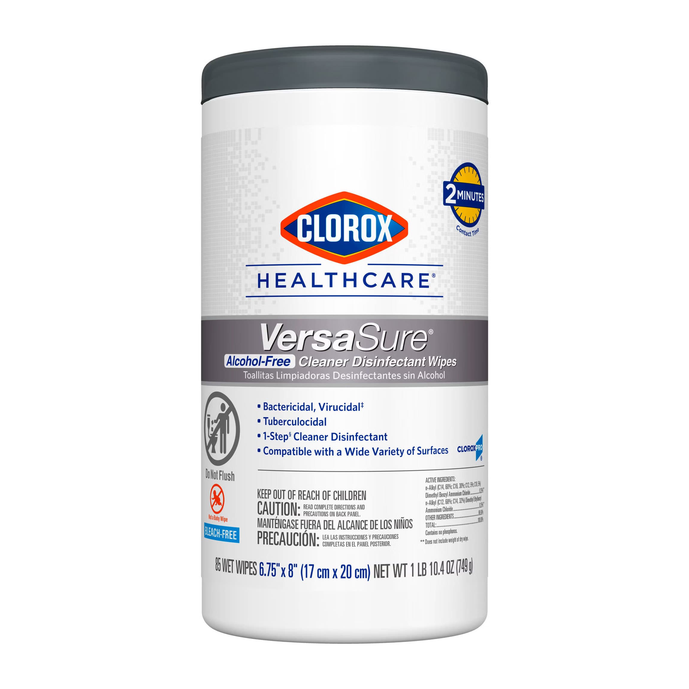 Clorox Healthcare VersaSure Surface Disinfectant Cleaner Wipe, Canister, 6-3/4 x 8 Inch - Case of 510 - Image 1