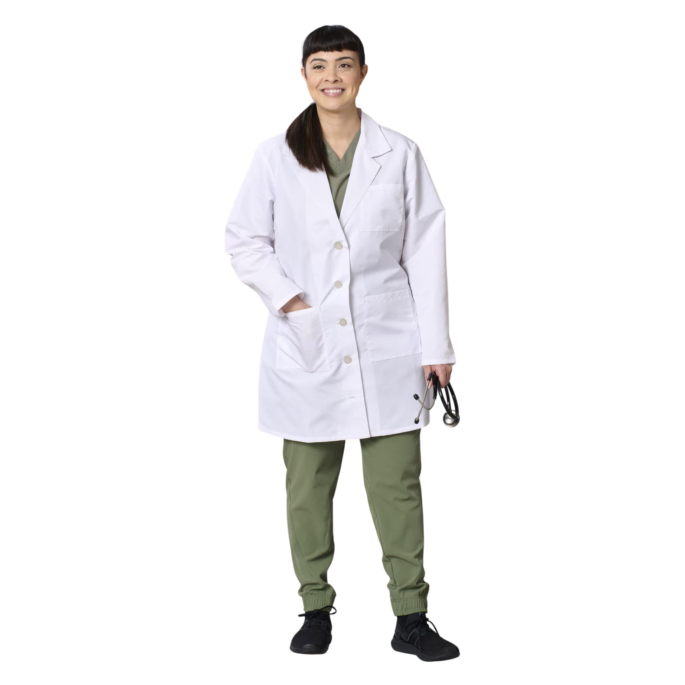 Medline Propel Women's 4-Pocket Staff-Length Lab Coat