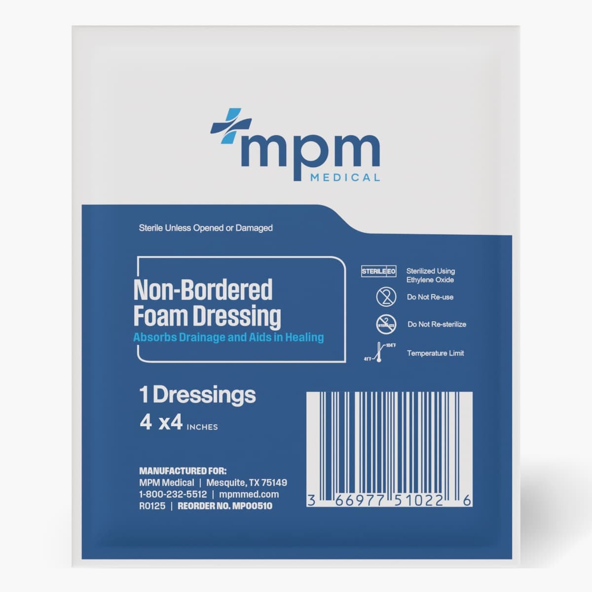 MPM Medical Non-bordered Foam Dressing Square with Water-proof Top Layer - Image 2