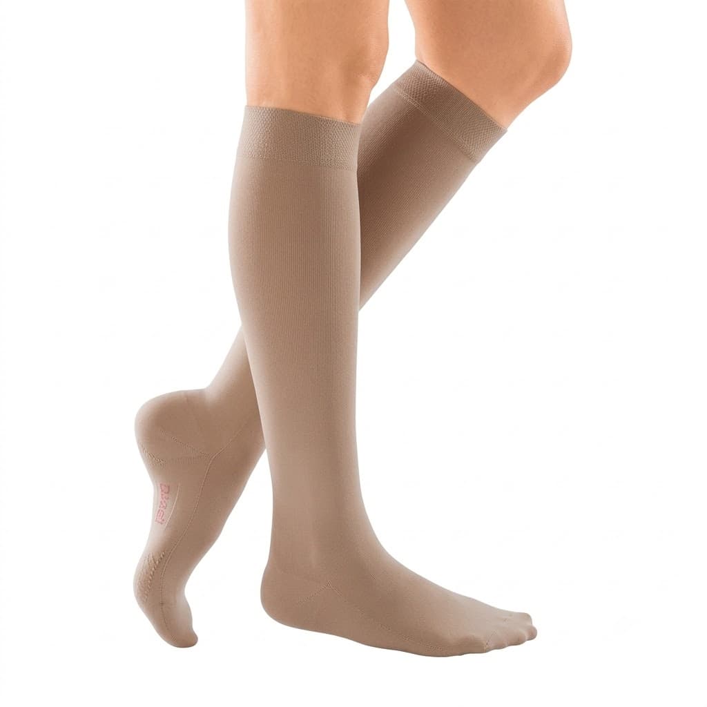 Mediven Comfort Petite Calf High Compression Stockings, 20-30mmHg, Closed Toe, Size VI, Natural - Pair - Image 1