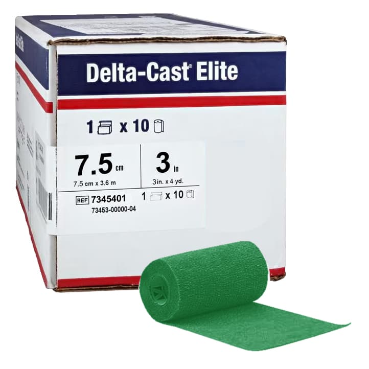 Delta-Cast Elite Polyester Cast Tape, Green, 3 Inch x 12 Feet - Box of 10 - Image 1