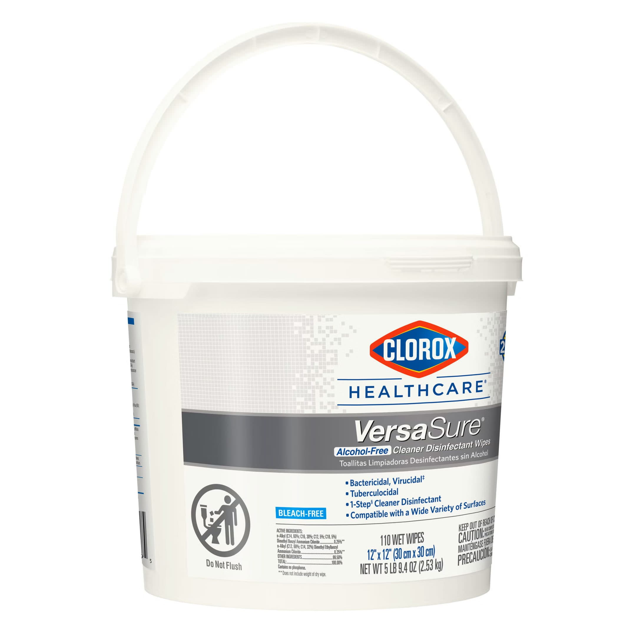 Clorox Healthcare VersaSure Surface Disinfectant Cleaner Wipe, Pail, 12 x 12 Inch - Carton of 110 - Image 1