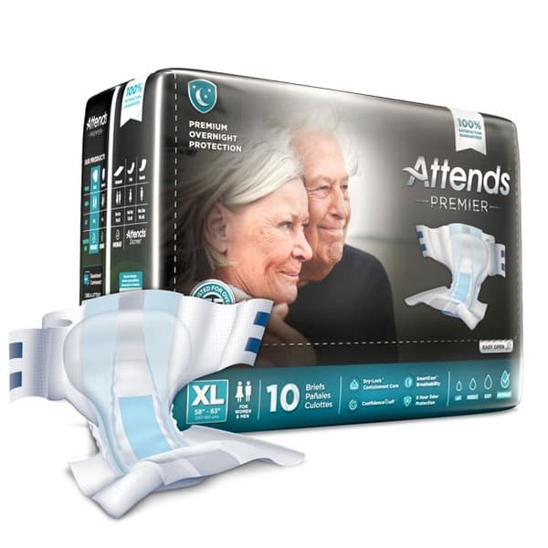 Attends Premier Adult Brief with Tab Closure, Extra Large - Package of 10 - Image 1
