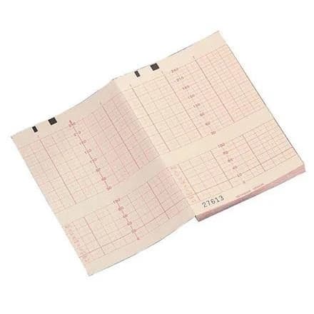 Precision Charts Z-Fold Fetal Red Grid Monitoring Chart Paper, 5.9" x 49' - Image 1