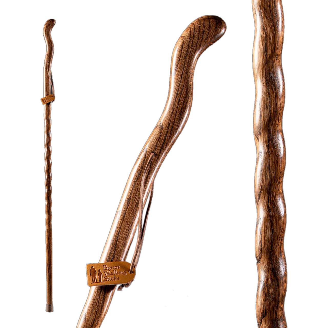 Mabis Brazos Twisted Oak Fitness Handcrafted Walking Stick, 48 Inch, Brown - Each - Image 1
