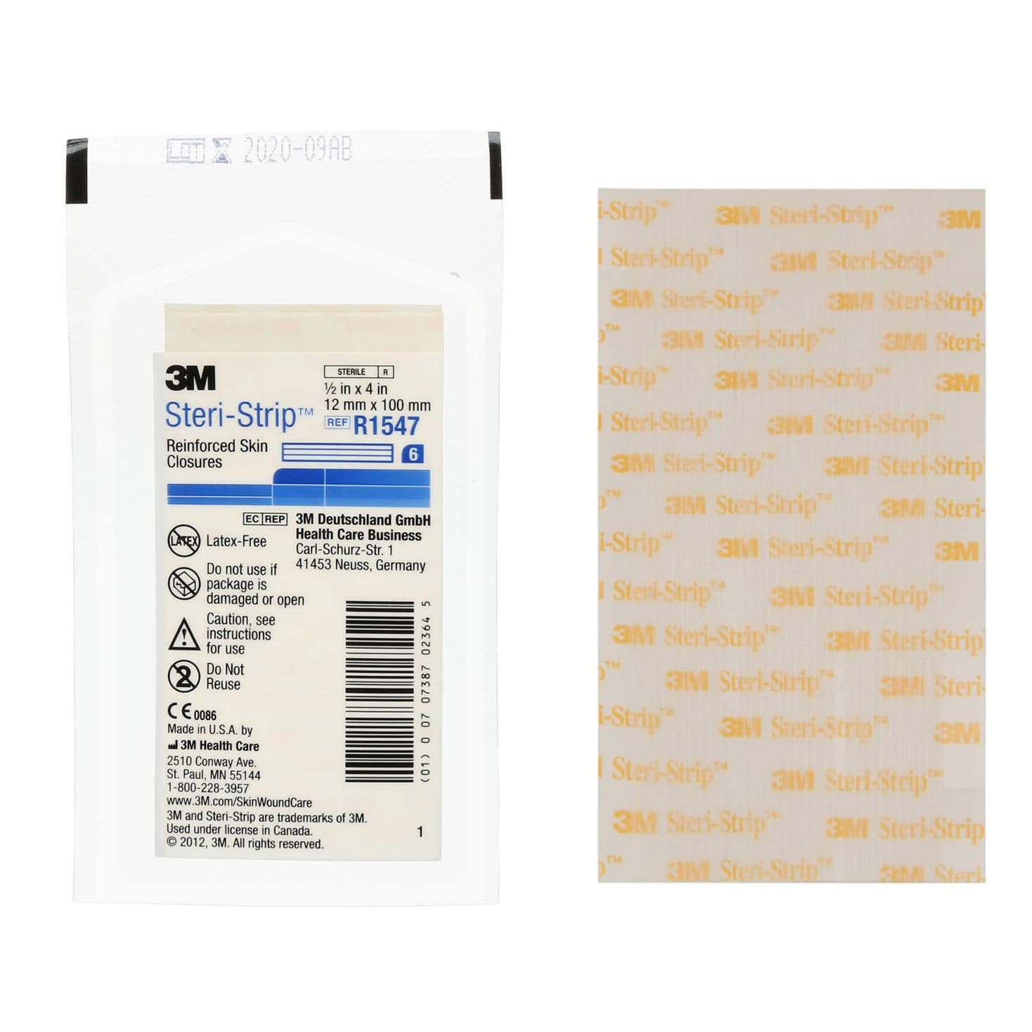 3M Steri-Strip Skin Closure Strip, Reinforced Strip, 1/2 x 4 Inch - Each - Image 1