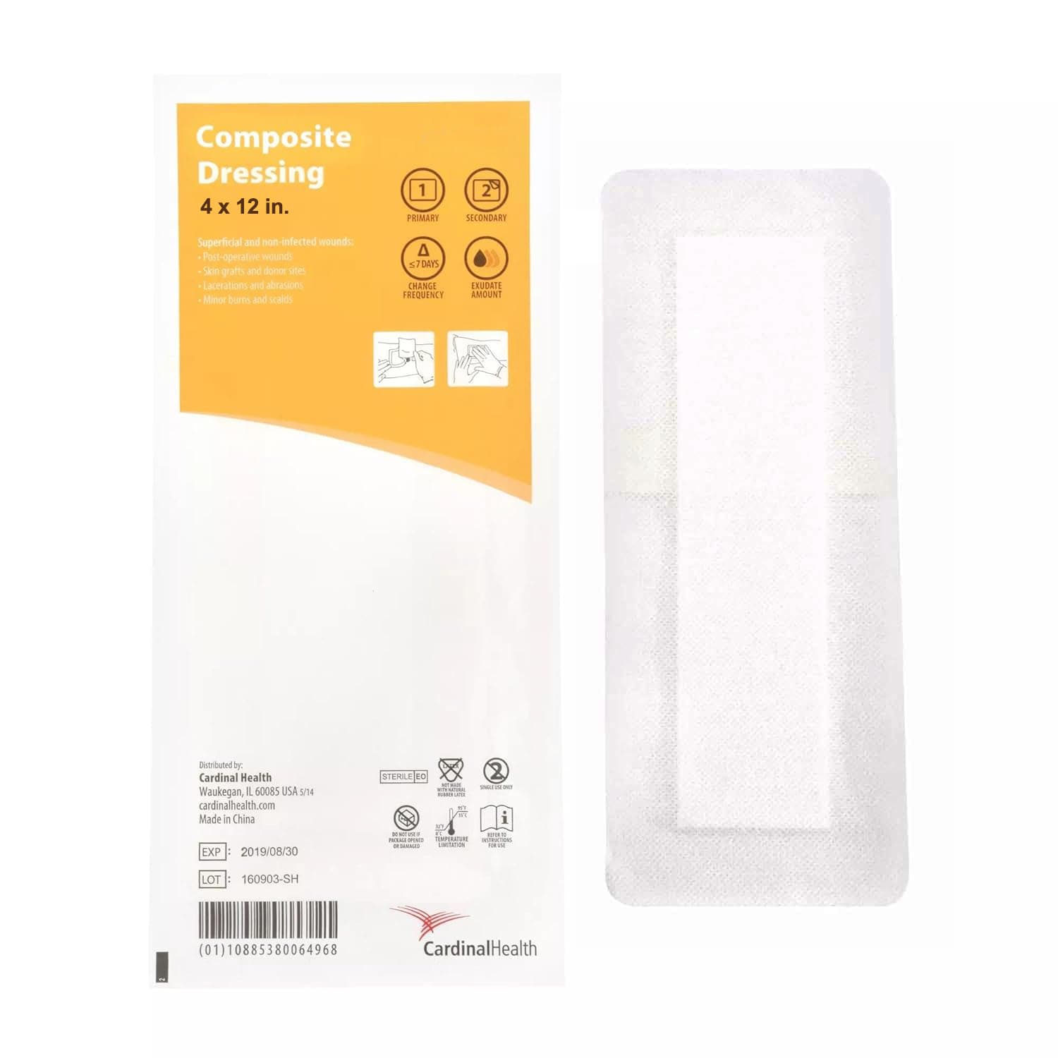 Cardinal Health Composite Dressing, 4 x 12 Inch - Each - Image 1