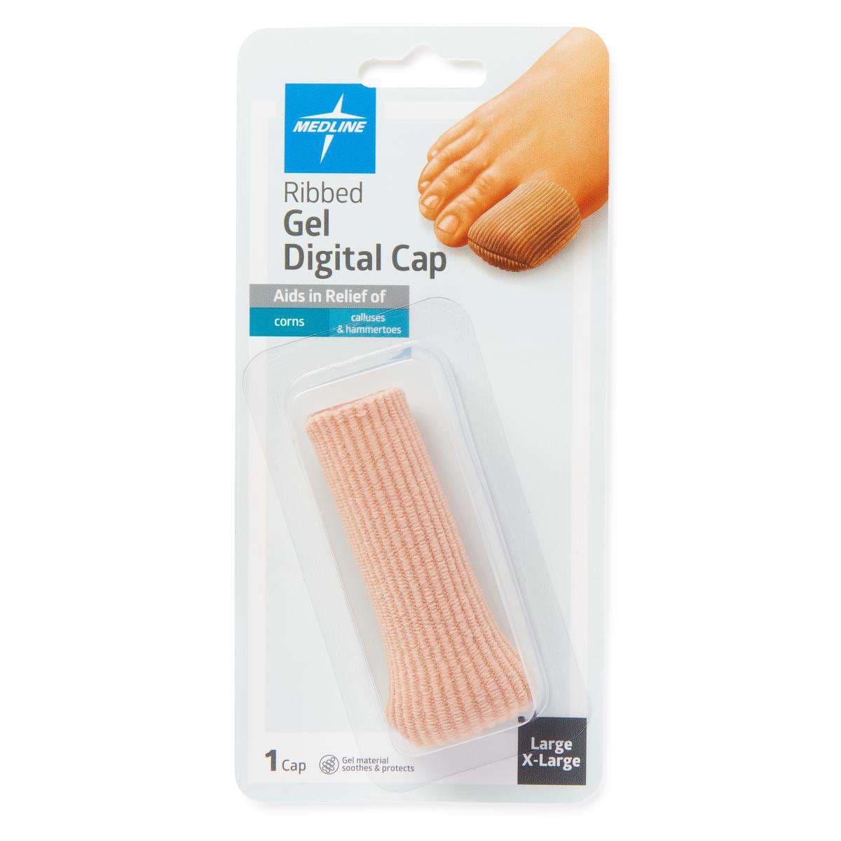 Medline Gel Ribbed Digital Toe Caps, Large-Extra Large, Beige - Each - Image 1