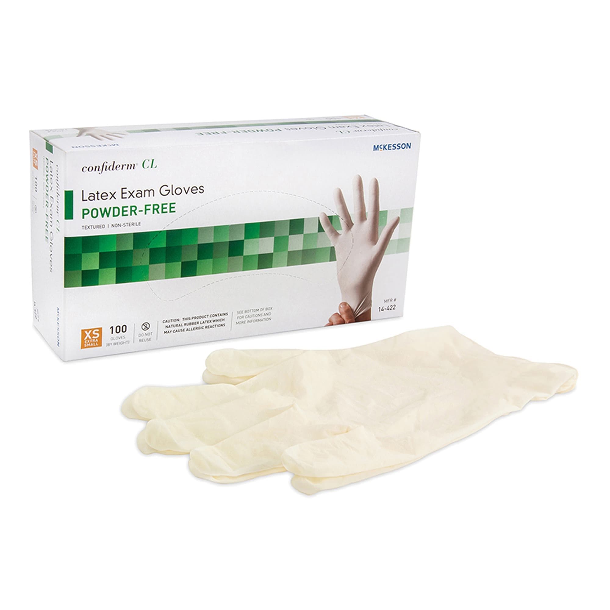 McKesson Confiderm CL Latex Powder Free Exam Gloves, Ivory, X-Small - Box of 100 - Image 1