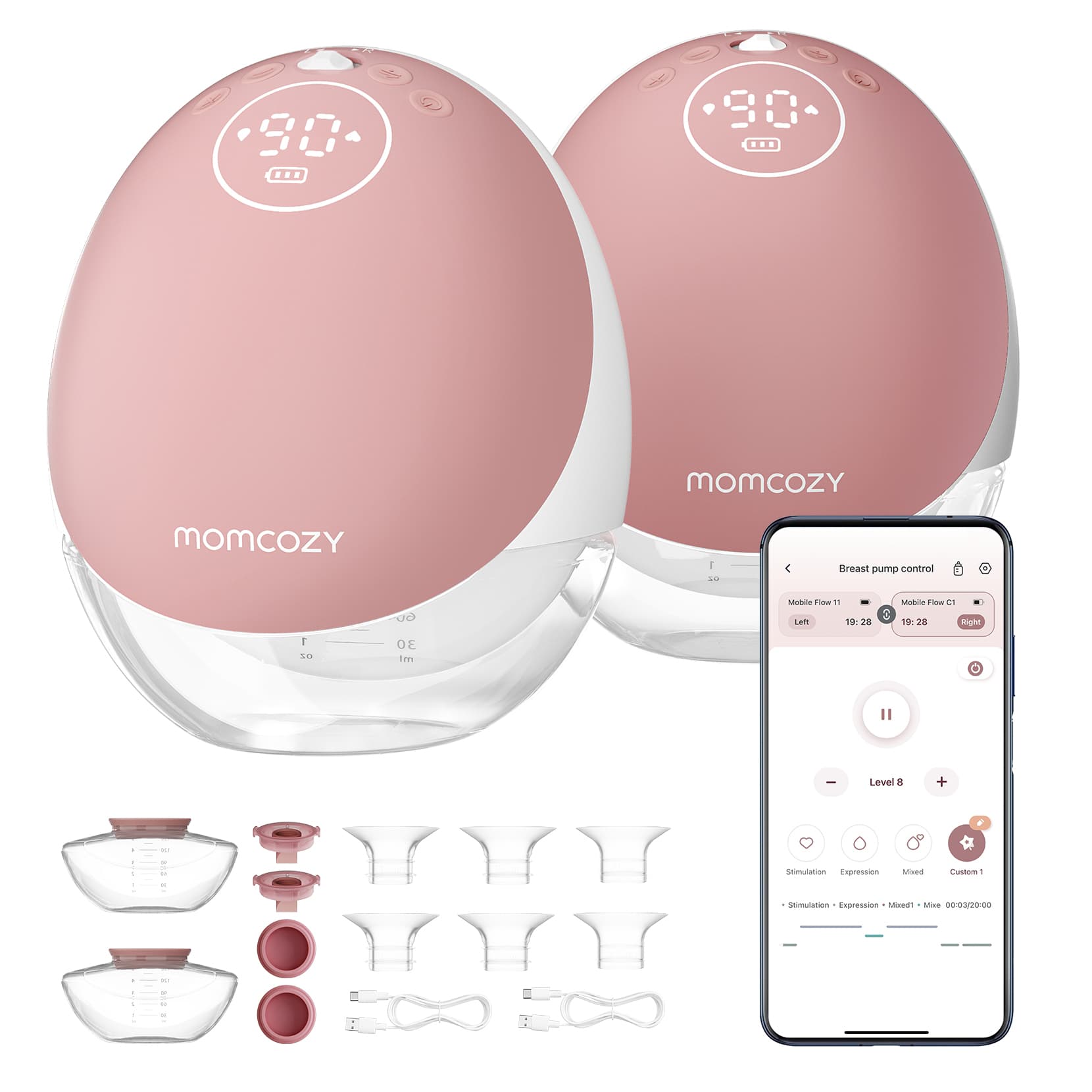 Momcozy M9 Mobile Flow Electric Breast Pump, Hands Free - Each - Image 3