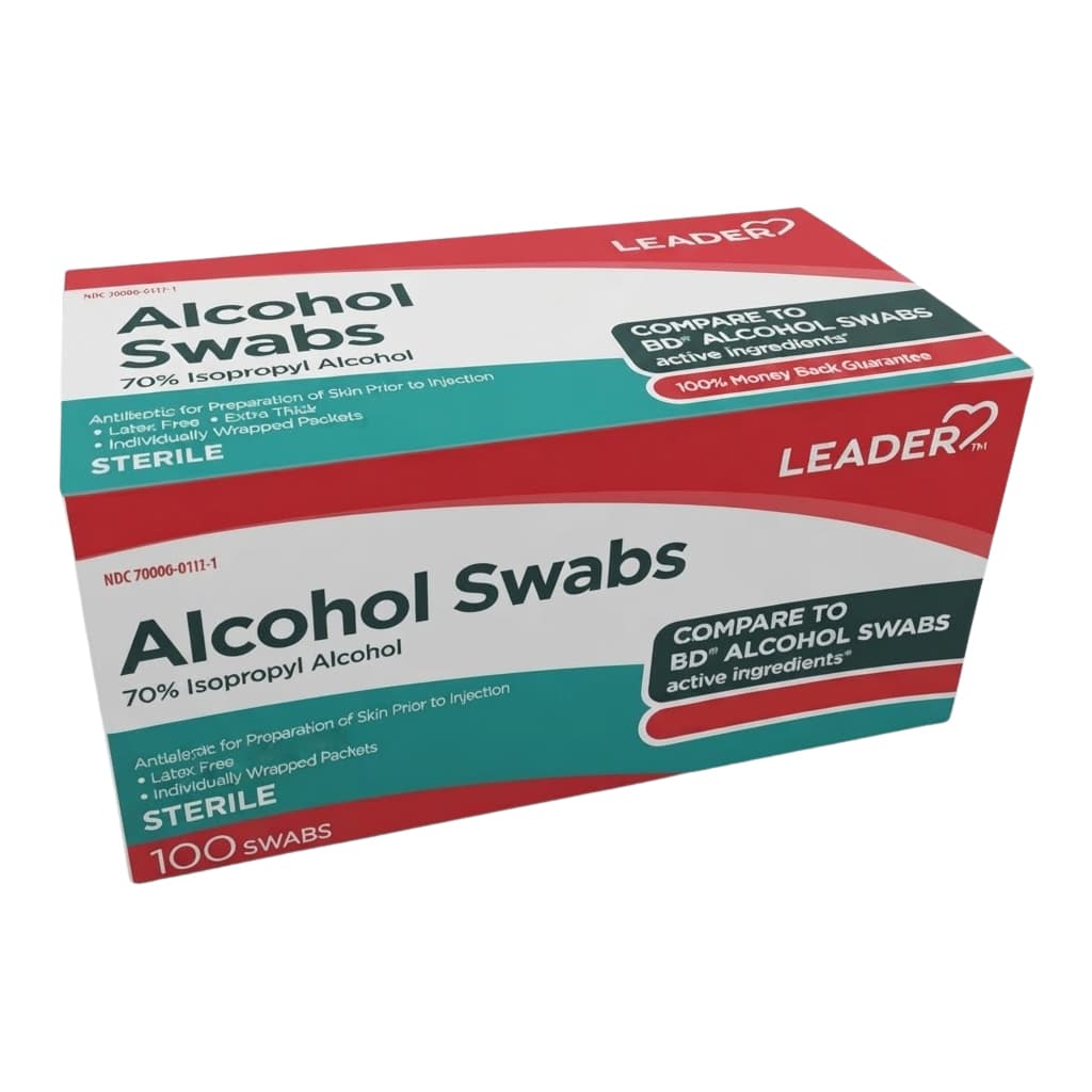 Leader 70% Isopropyl Alcohol Swabs, 100 Count - Box of 100 - Image 2