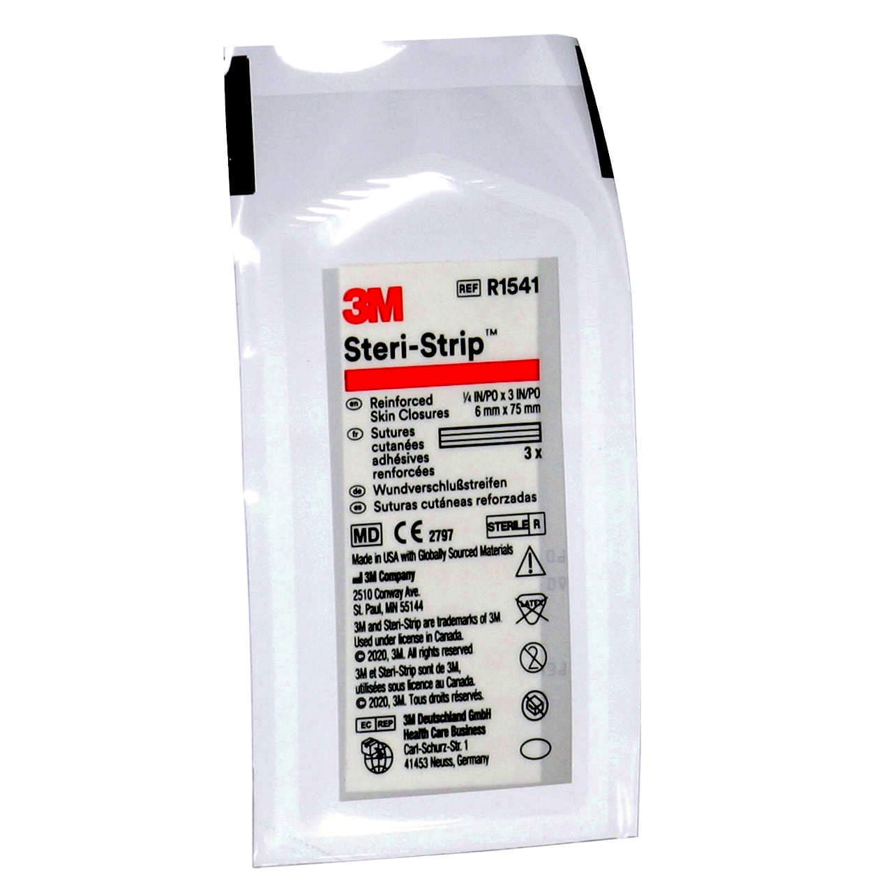 3M Steri-Strip Skin Closure Strip, Reinforced Strip, 1/4 x 3 Inch - Each - Image 1