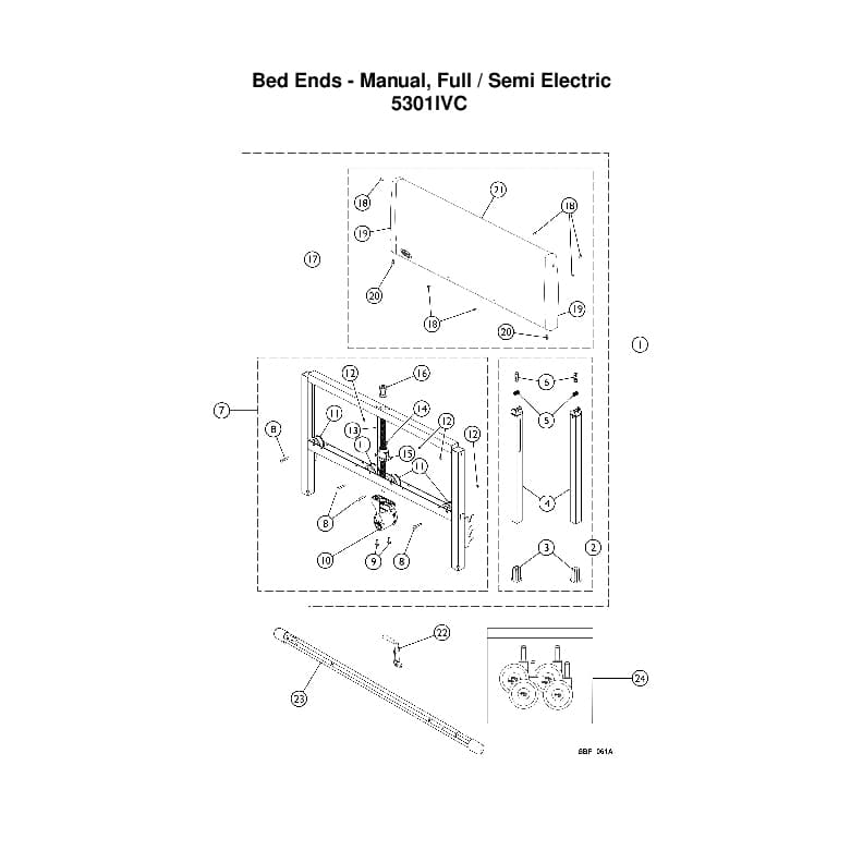 Invacare Hospital Bed End Assembly for 5301IVC Bed