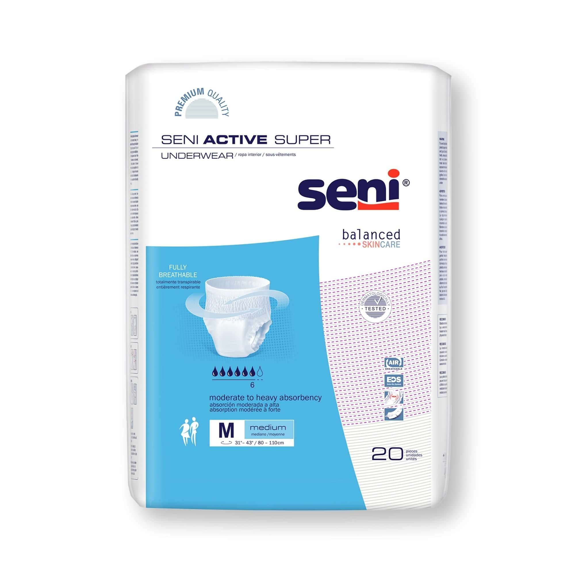 Seni Active Super Pull On Adult Absorbent Underwear, Medium - Case of 80 - Image 1