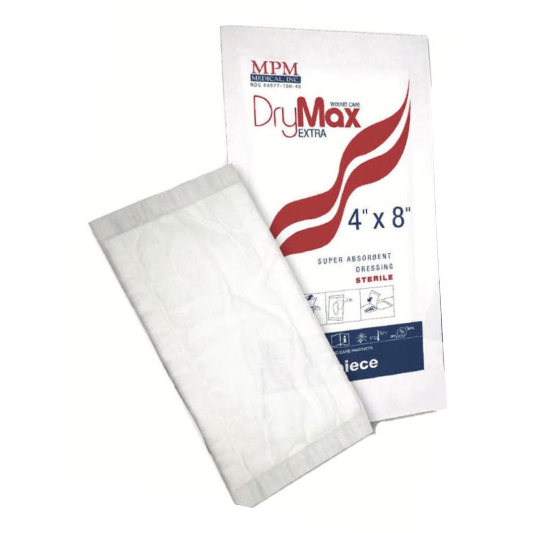 MPM Medical DryMax Extra Super Absorbent Dressing, 4" x 8" - Case of 50 - Image 1