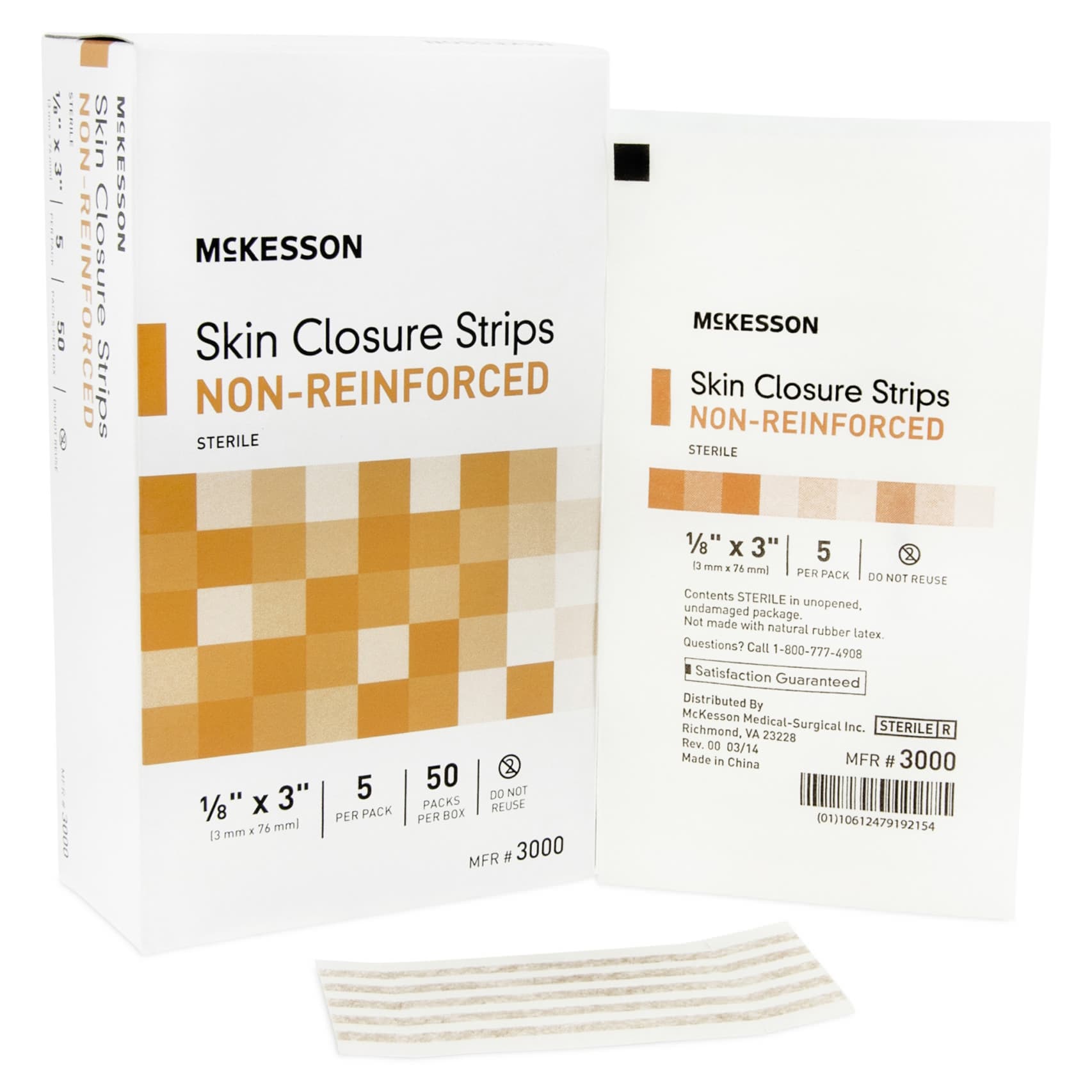 McKesson Skin Closure Strip 1/8 x 3 Inch Sterile