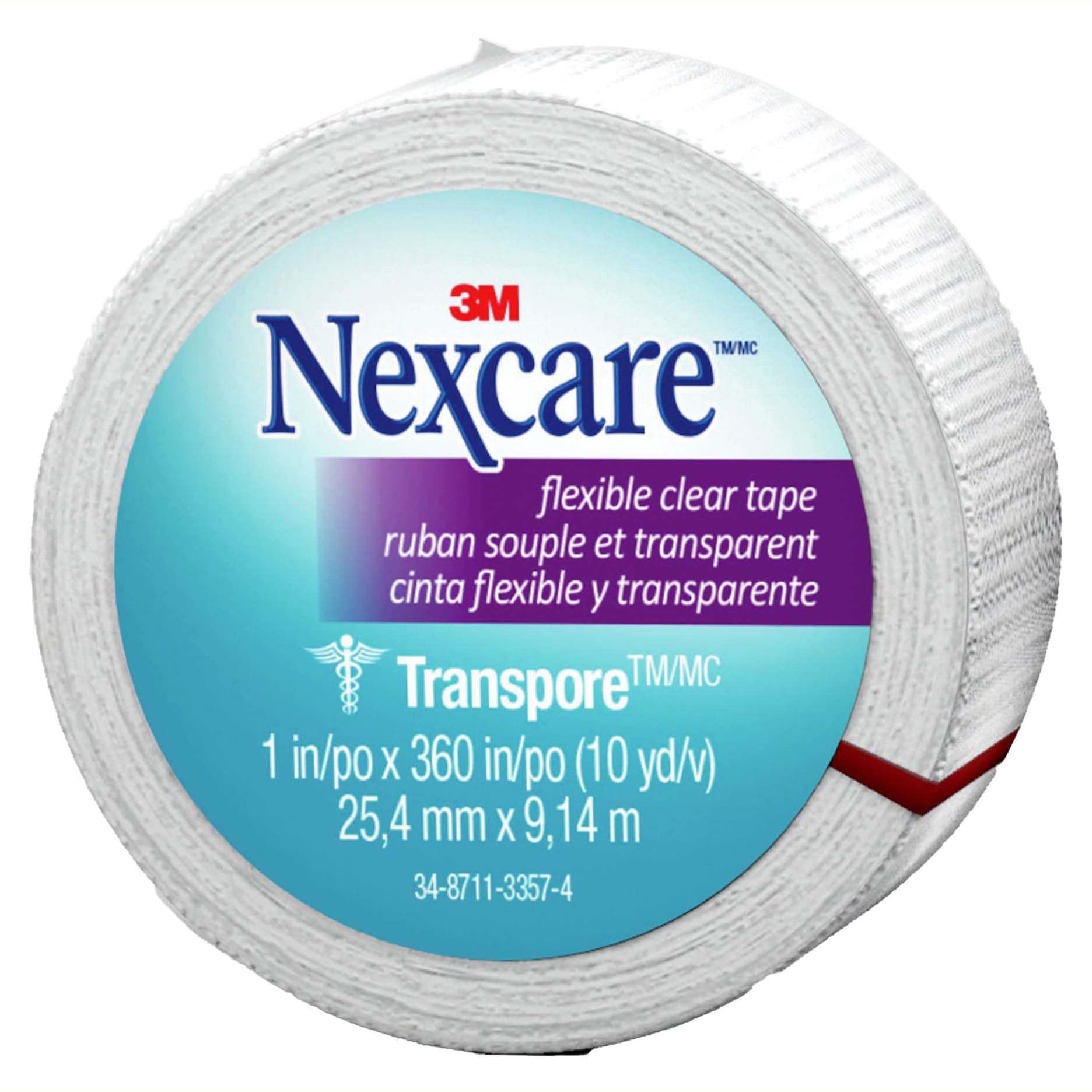 3M Nexcare Transpore Flexible Clear Tape, 1 Inch x 10 Yard - Case of 36 - Image 1
