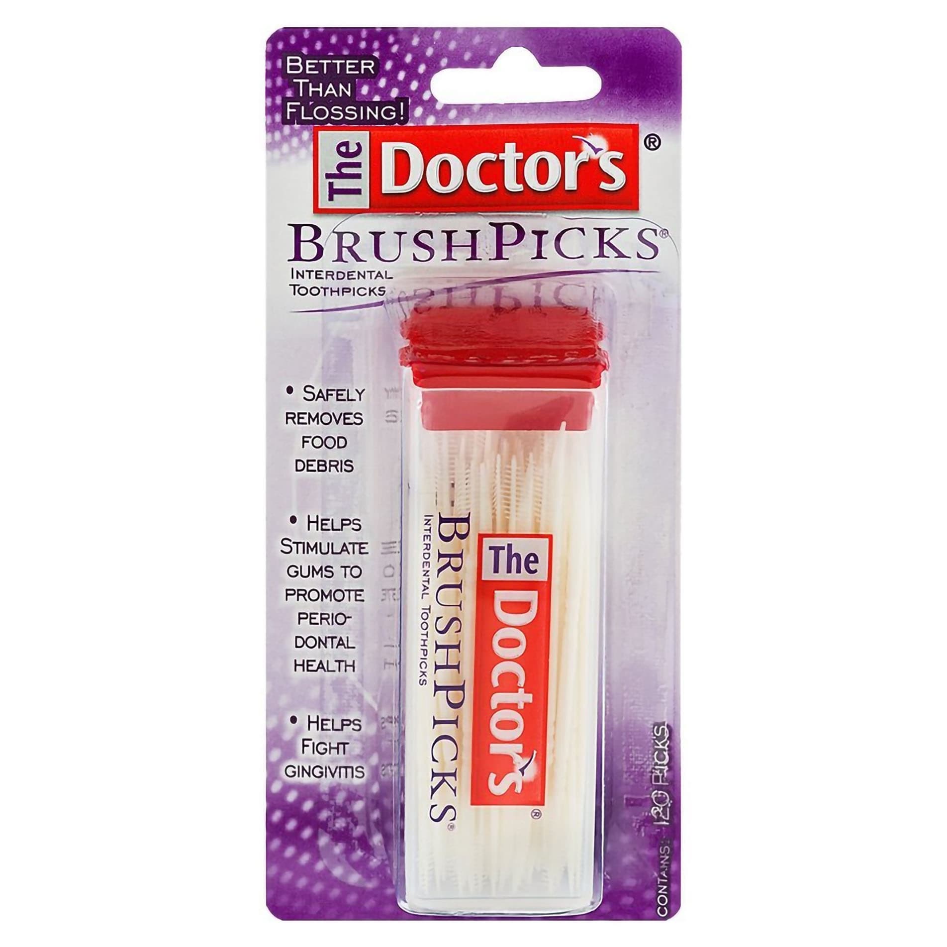Doctor's BrushPicks Interdental Toothpick, Unflavored - Package of 120 - Image 1