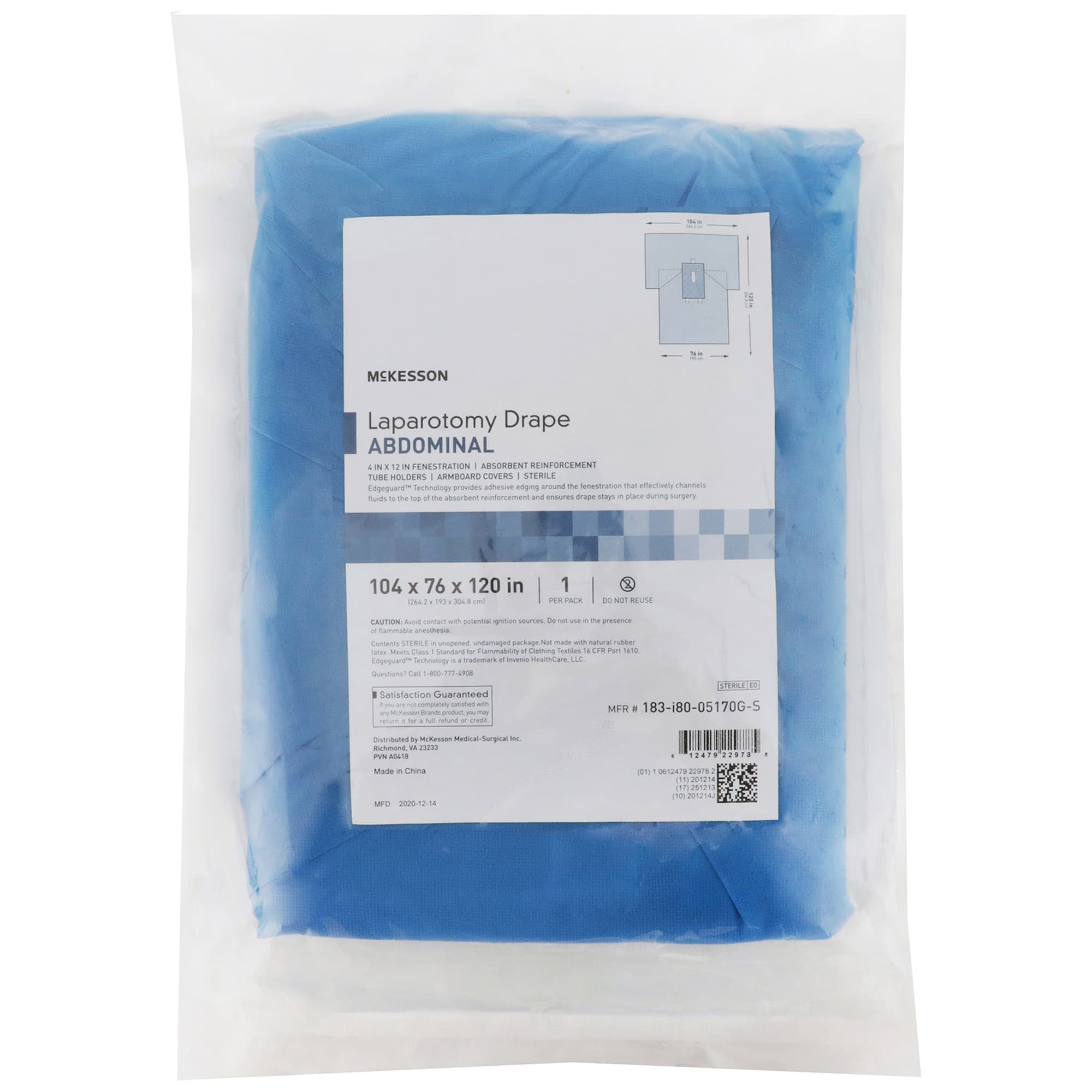 McKesson Abdominal Laparotomy Drape, 102 W x 76 W x 120 L Inch - Each - Image 1