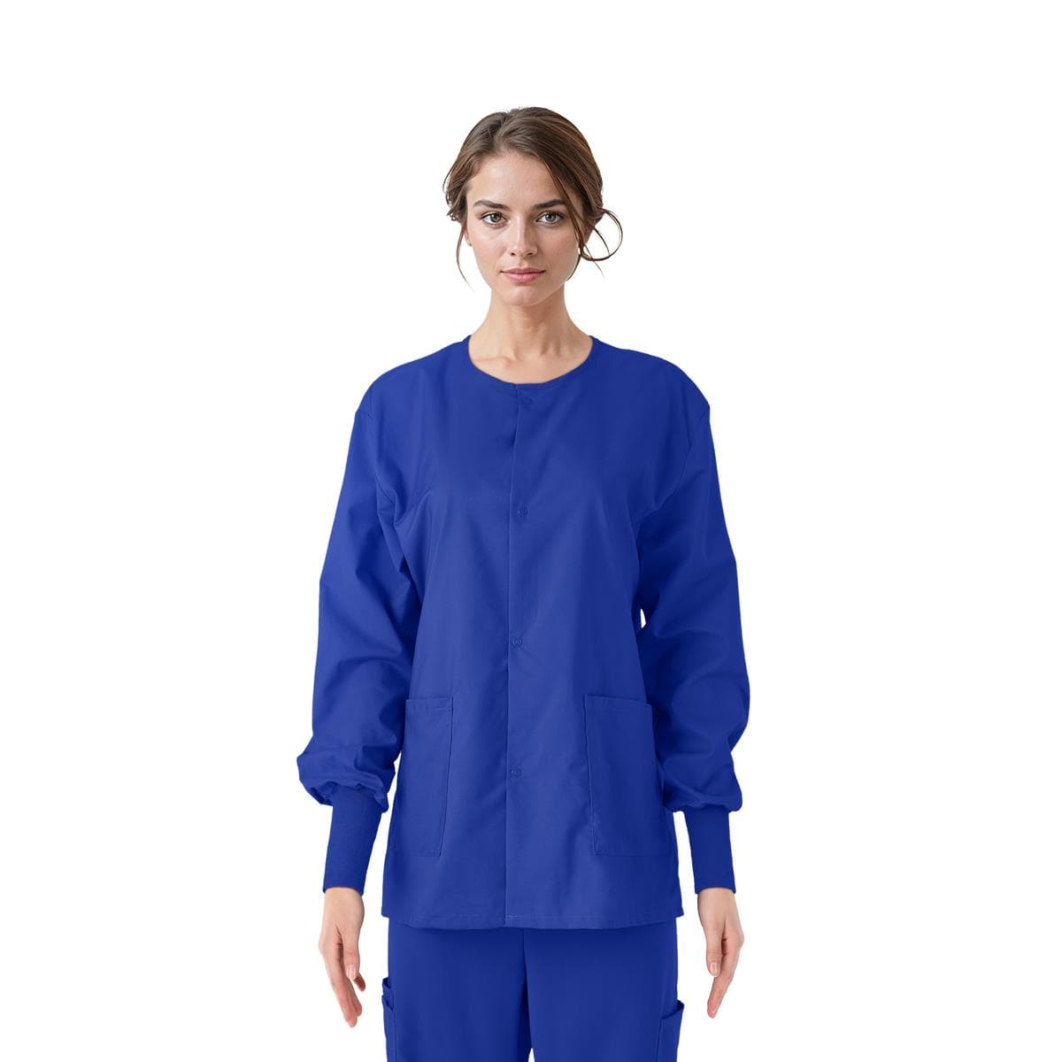 Medline Comfortease Unisex Crew-neck Warm-up Jacket, Royal Blue, 5XLarge - Each - Image 1