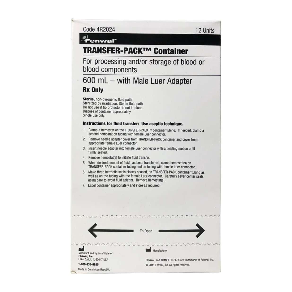 Fenwal Transfer Pack - Box of 12 - Image 1