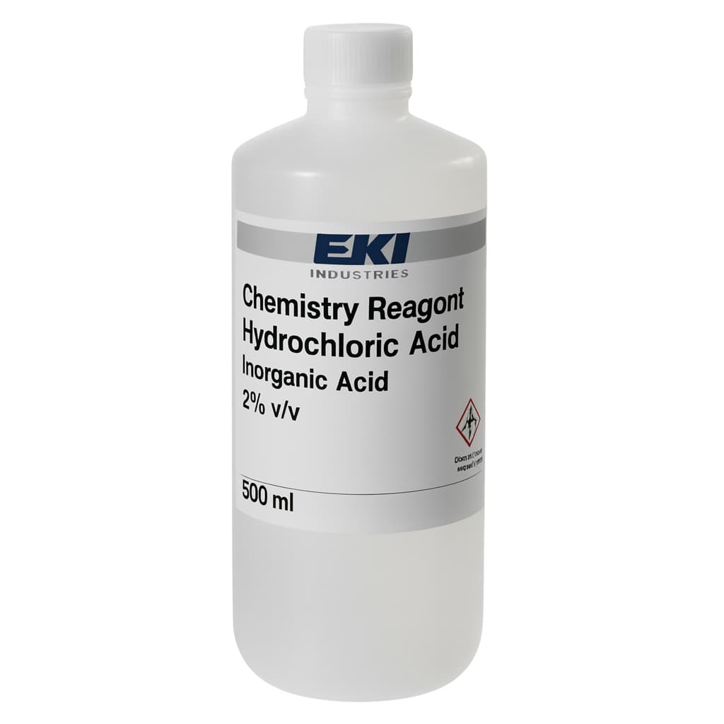 Chemistry Reagent Hydrochloric Acid Inorganic Acid 2% v/v, 500 ml - Each