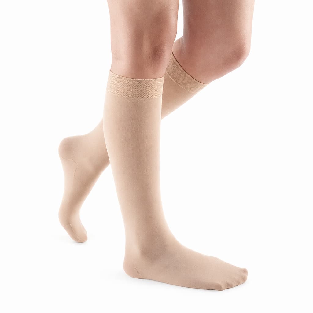 Mediven Comfort Petite Calf High Compression Stockings, 30-40mmHg, Closed Toe, Size VII, Sandstone - Pair - Image 1