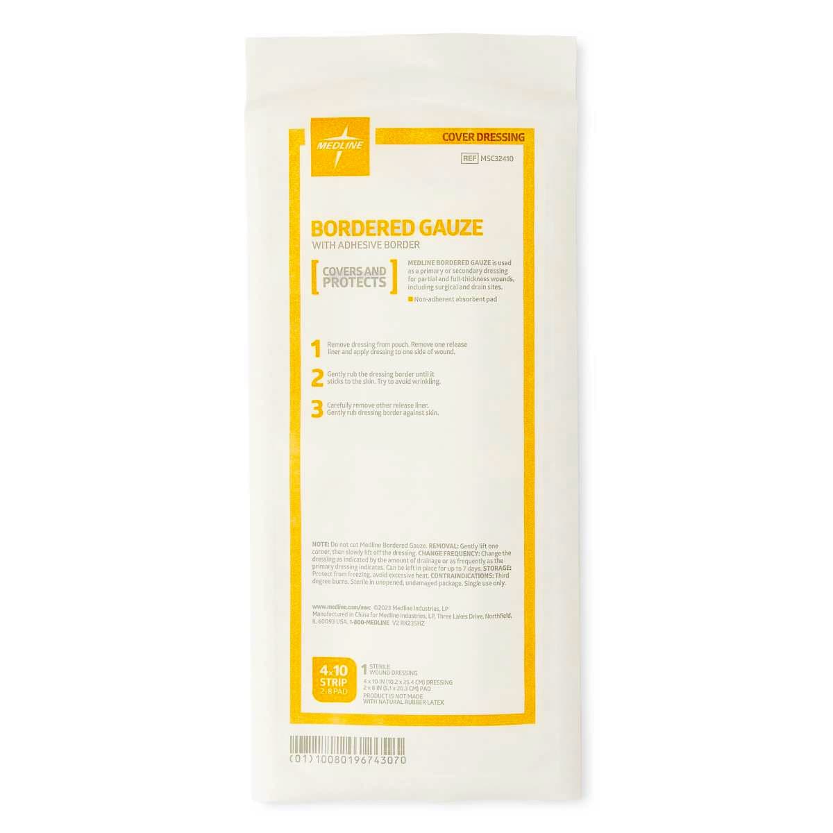 Medline Bordered Island Wound Dressing, 4 x 10 Inch - Image 1